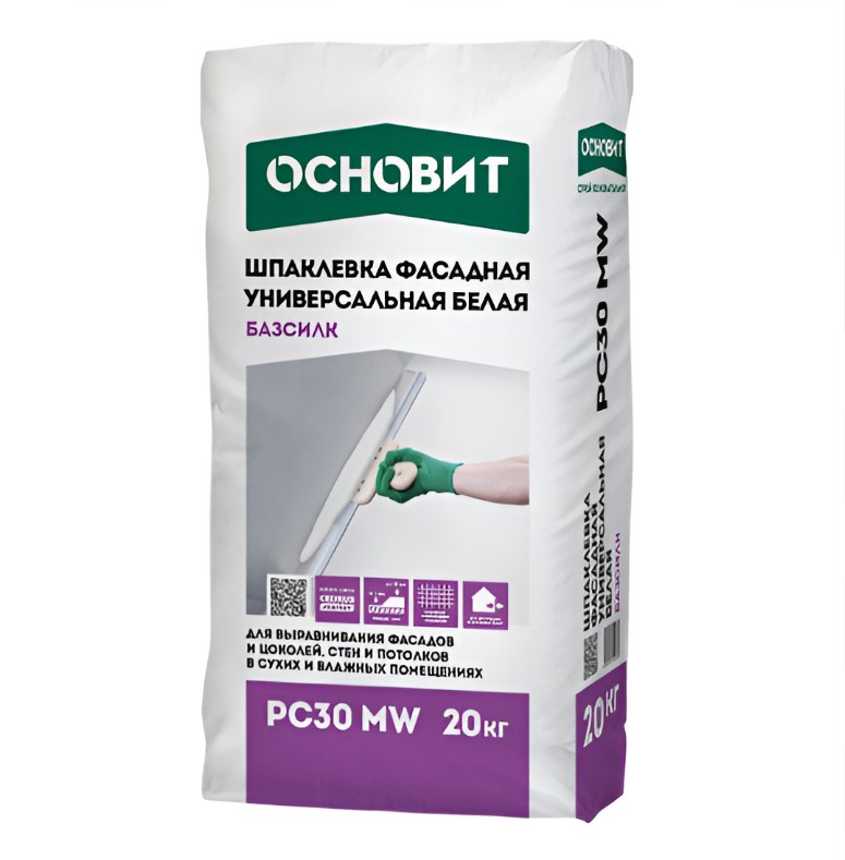 Основит Шпатлевка фасад бел Базсилк РС30 MW 20 кг (72 меш)