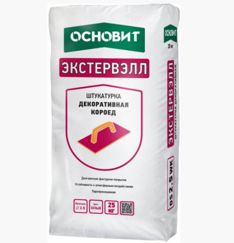 Основит Штукатурка ЭКСТЕРВЭЛЛ OS-3.0 GK короед серый 25 кг (42 меш)