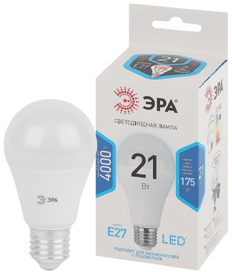 Лампа светодиод ЭРА LED A65-21W-840-Е27