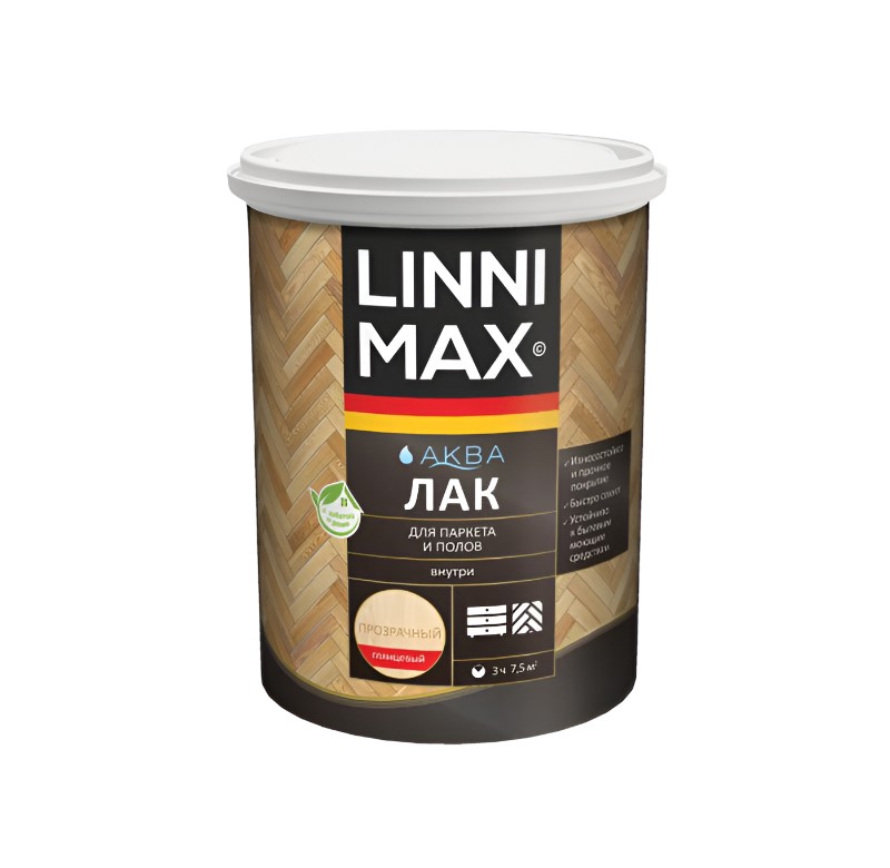 Лак акрил LINNIMAX для паркета и полов глянец 0,9 л