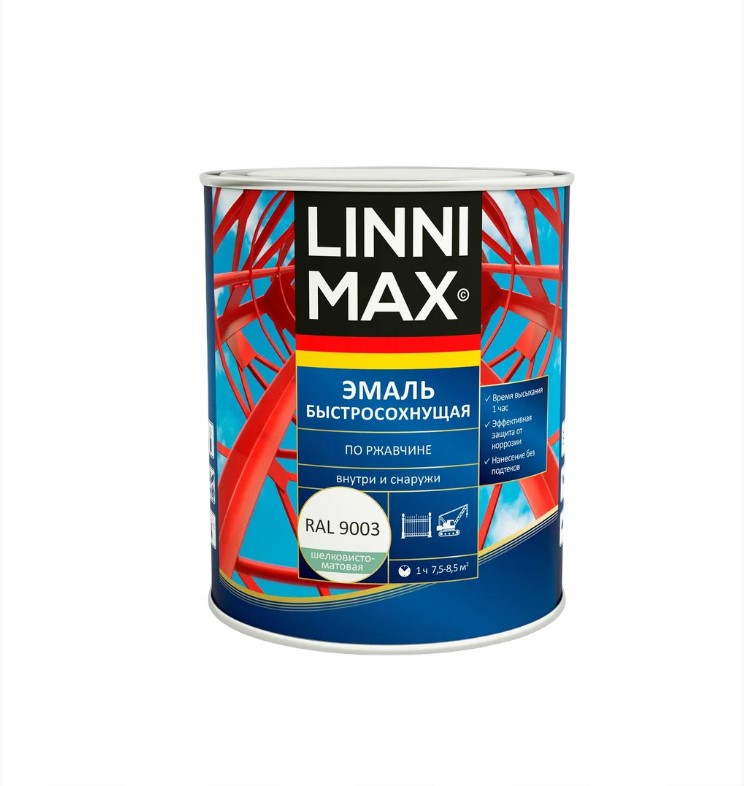 Грунт-эмаль LINNIMAX шел-мат RAL 9003 белая 0,75 л