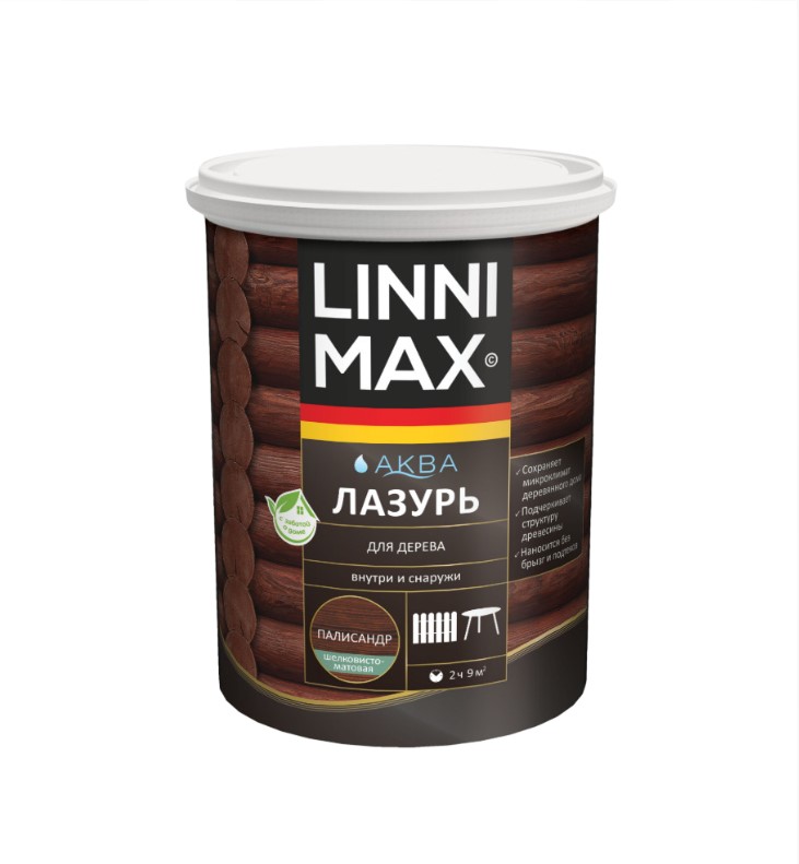 Аква Лазурь LINNIMAX для дерева Палисандр 0,9 л