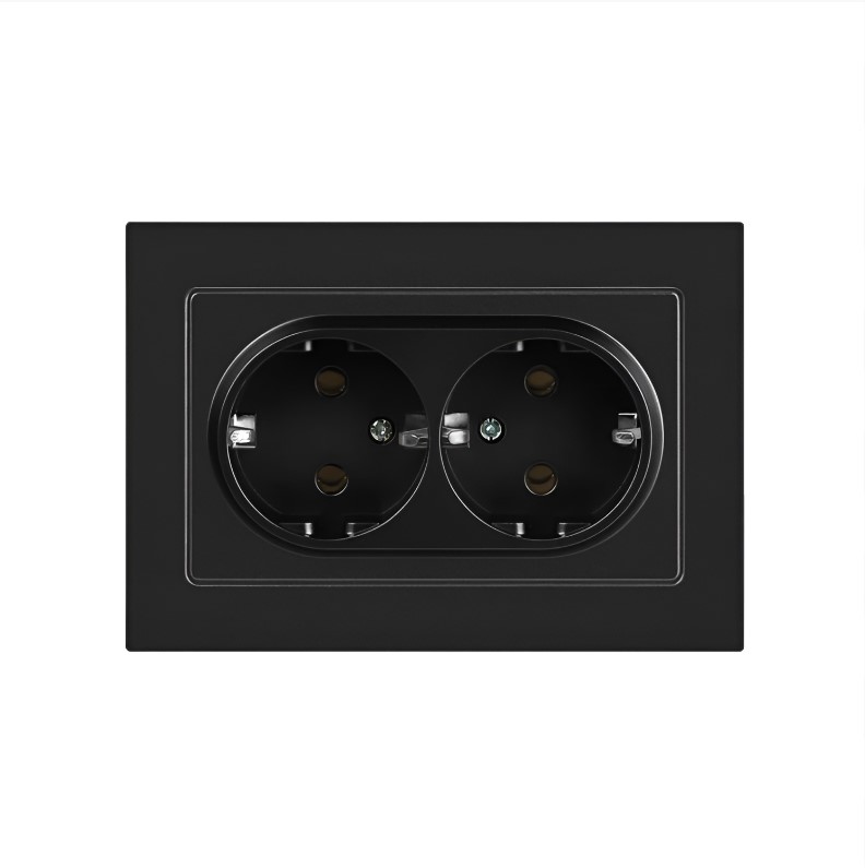 Розетка Intro Accent 2X2P+E Schuko 16А-250В IP20 СУ антрацит 6-205-05