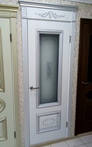 Дверное полотно Дуэт R В2 Эмаль белая/Серебро 800Г