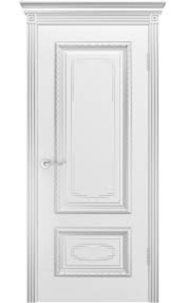 Дверное полотно Дуэт R В2 Эмаль белая/Серебро 800С узор 2