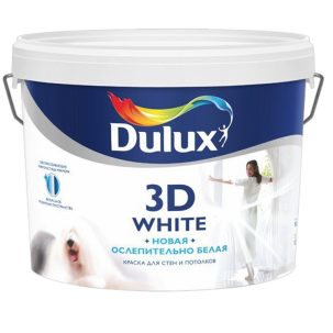 Краска в/д Dulux 3D White для стен и потолков база BW 5 л