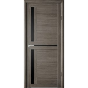 Дверное полотно Кельн 800С Экошпон Серый кедр стекло черное (Альберо)