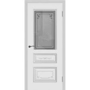 Дверное полотно Трио Грейс В2 Эмаль белая /Серебро 800С узор 2