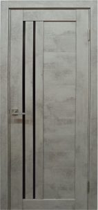 Дверное полотно Милан Эко бетон светлый 800 стекло черный лак