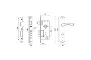 Замок врезной  цил с защелкой в комп с ручкой KIT Р90 4585/3 CRONA SN/СР (мат никель/хром)