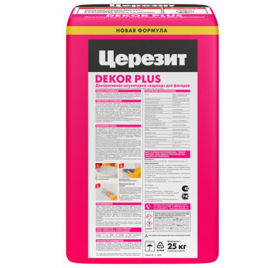 Штукатурка Dekor Plus 25 кг 2,5-3,0 для фасадов Церезит (48)