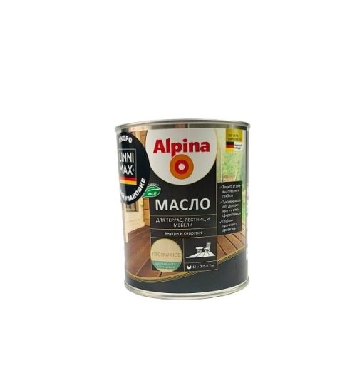 Масло Alpina для древесины шелк/глянец 0,75 л Бесцветный (колеруемый)