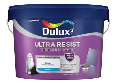 Краска в/д Dulux Ultra Resist гостиные и офисы матовая BW 2,5л